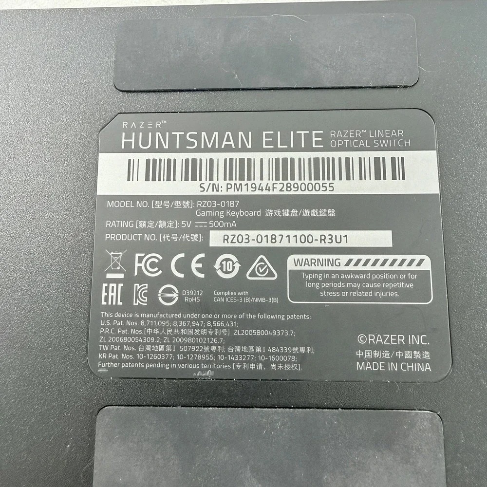 Razer Huntsman Elite Mechanical Gaming Keyboard RZ03-0187 TESTED WORKING